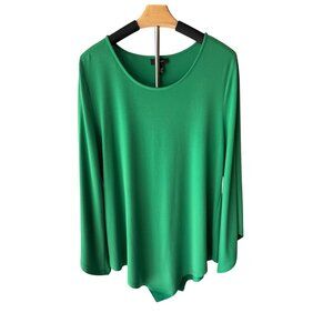 Alfani Womens Green Long Sleeve Top L Polyester/Spandex